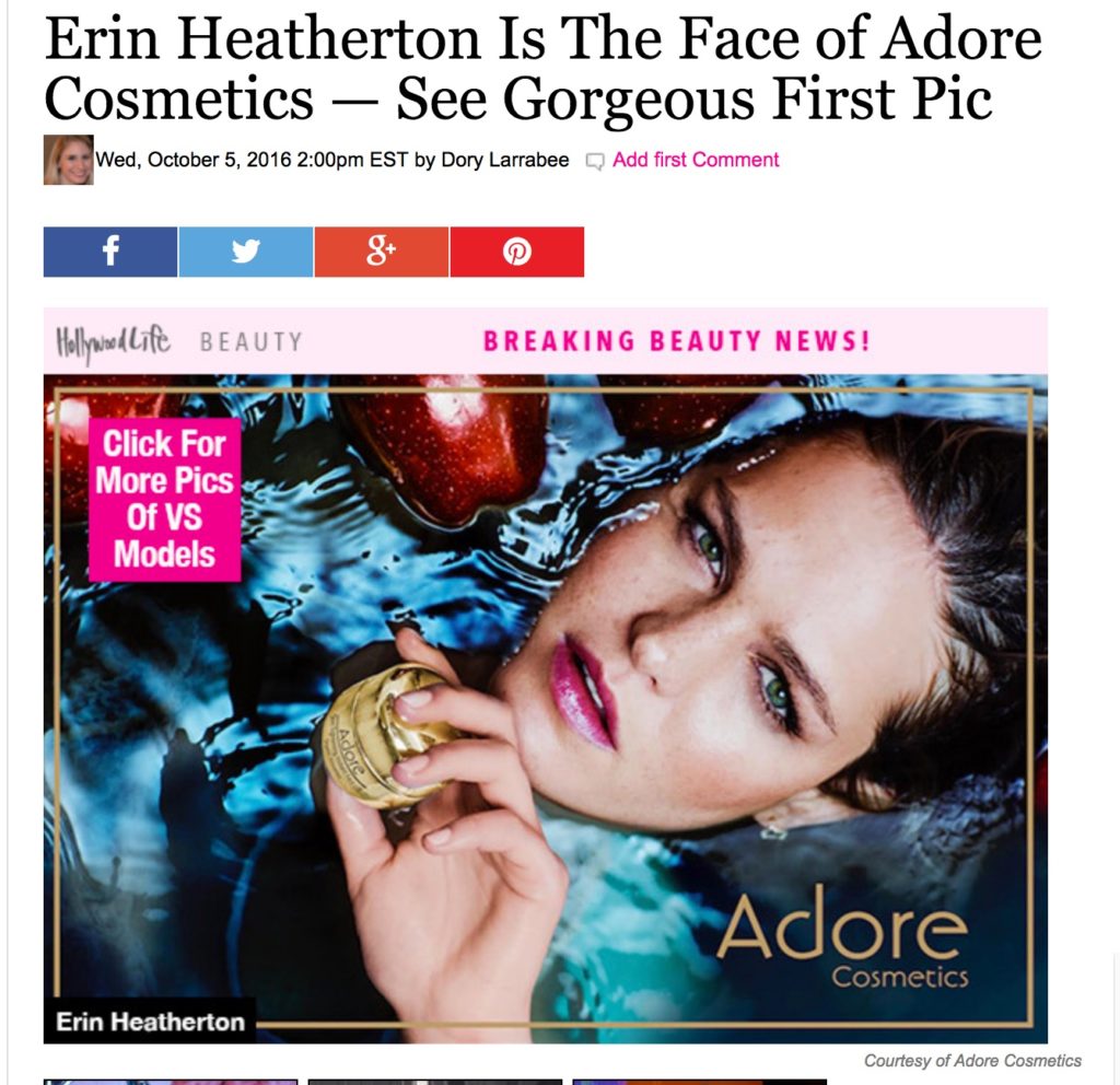 id I mention that Supermodel Erin Heatherton is the face of Adore Cosmetics? 