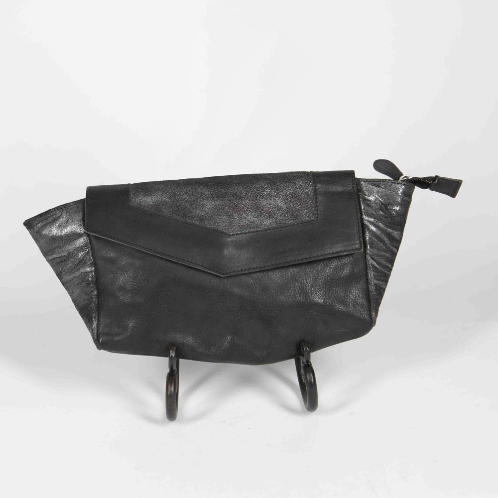 #1030 Black Leather Clutch